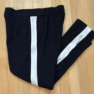 Aritzia Babaton Black Ankle Jogger Pants White Racing Stripe Tapered Size 6